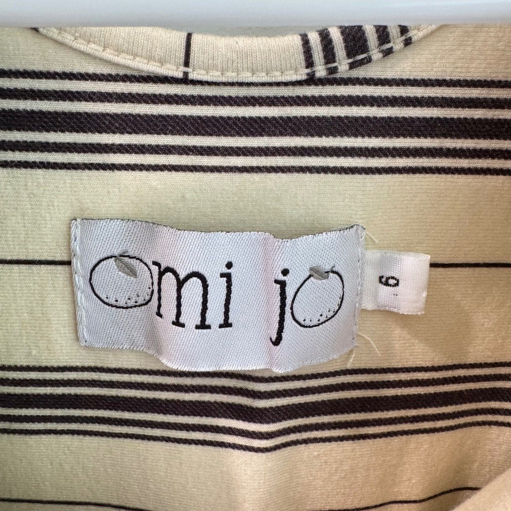 Omi Jo Girls Striped Maxi Dress Cream Black Size 6 Tie Back 3/4 Sleeve - Picture 4 of 4